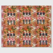 Nutcracker Trio Holly Frame Soldier Geschenkpapier (Flach)