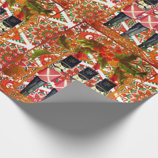 Nutcracker Trio Holly Frame Soldier Geschenkpapier (Ecke)