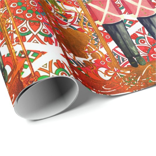 Nutcracker Trio Holly Frame Soldier Geschenkpapier (Rolleneckpunkt)