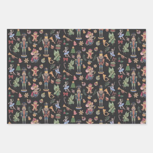 Nutcracker Trio Plum Black Green Geschenkpapier Set (Vorderseite 2)