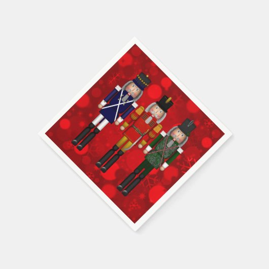 Nutcracker Trio-Red-Bokeh-PAPER PARTY NAPKINS Serviette (Ecke)