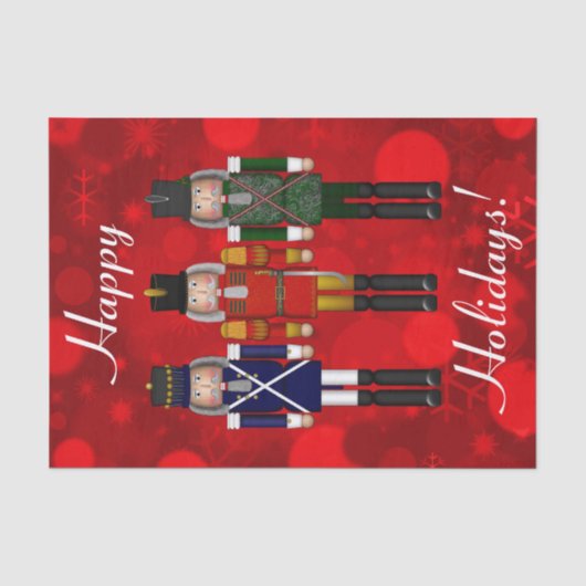 Nutcracker Trio-Red Bokeh-Tissue Wrapping Paper Seidenpapier (Vorderseite)