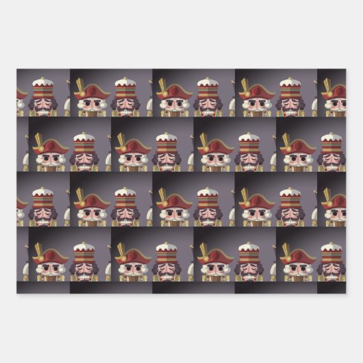 Nutcracker Trio Weihnachtswrapping Paper Sheet Geschenkpapier Set (Vorderseite 3)