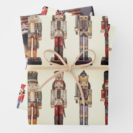 Nutcracker Trio Weihnachtswrapping Paper Sheet Geschenkpapier Set (Beispiel)