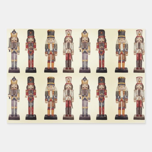 Nutcracker Trio Weihnachtswrapping Paper Sheet Geschenkpapier Set (Vorderseite)