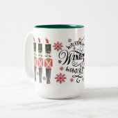Nutcracker Trio Winter Wonderland Script Snowflake Zweifarbige Tasse (Vorderseite Links)