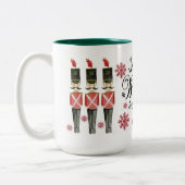 Nutcracker Trio Winter Wonderland Script Snowflake Zweifarbige Tasse (Links)