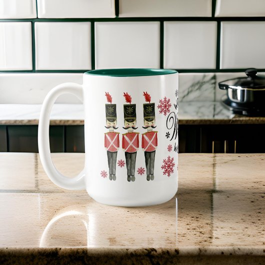 Nutcracker Trio Winter Wonderland Script Snowflake Zweifarbige Tasse