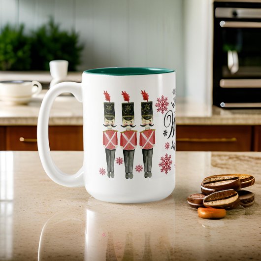 Nutcracker Trio Winter Wonderland Script Snowflake Zweifarbige Tasse