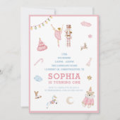 Nutcracker und Ballerina Christmas Pink Geburtstag Einladung (Vorderseite)