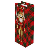 Nutcracker und Christmas Kariert Tall Geschenktüte Für Weinflaschen (Vorderseite Schrägansicht)
