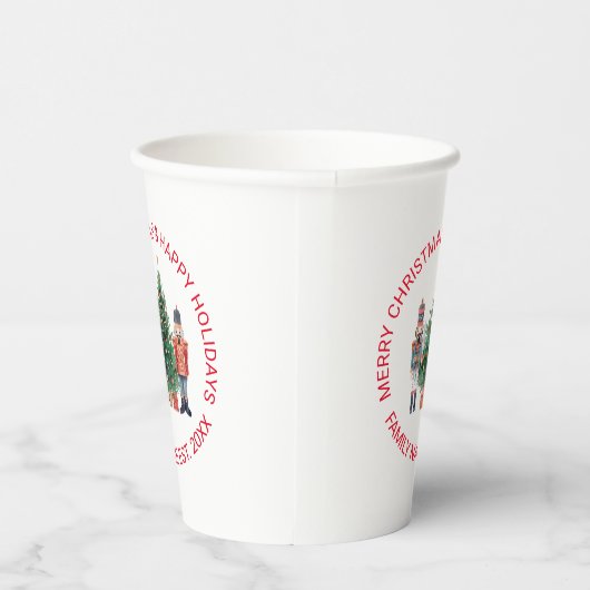 Nutcracker und ein Weihnachtsbaum-Text Pappbecher (Rechts)