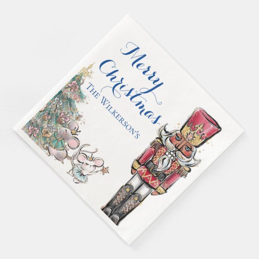Nutcracker und Mäuse Weihnachts-Party Serviette (Ecke)