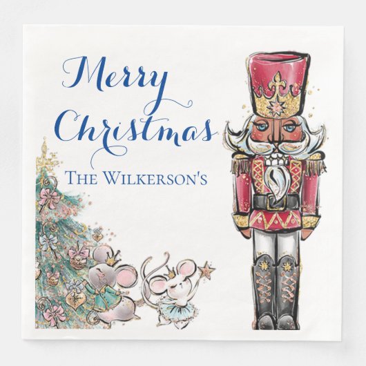 Nutcracker und Mäuse Weihnachts-Party Serviette (Vorderseite)