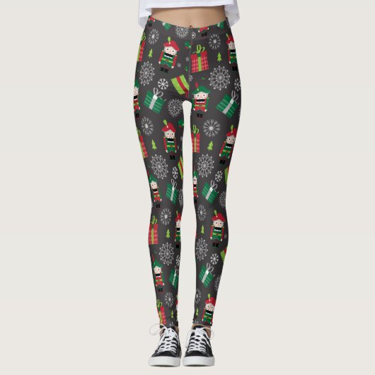 Nutcracker und präsentiert Weihnachtsmuster auf Gr Leggings (Vorderseite)