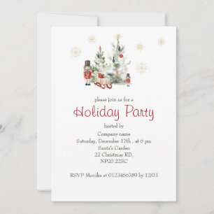 Nutcracker und Weihnachtsbaum Aquarell niedlich Ch Einladung