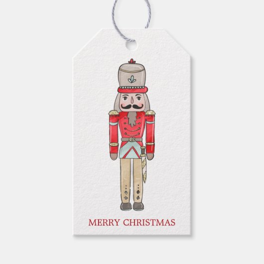 Nutcracker und Weihnachtsbaum Geschenkanhänger (Vorderseite)