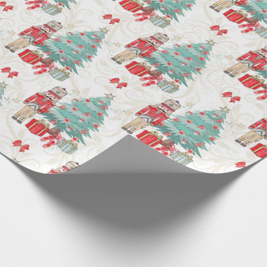 Nutcracker und Weihnachtsbaum Geschenkpapier (Ecke)