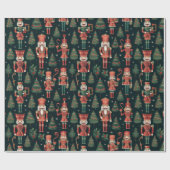 Nutcracker und Weihnachtsbaumen Schwarze Weihnacht Geschenkpapier (Flach)