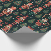 Nutcracker und Weihnachtsbaumen Schwarze Weihnacht Geschenkpapier (Ecke)