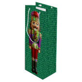 Nutcracker und Weihnachtswörter groß Geschenktüte Für Weinflaschen (Vorderseite Schrägansicht)