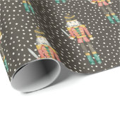 Nutcracker Vintages Niedliches Weihnachtswackelpap Geschenkpapier (Rolleneckpunkt)