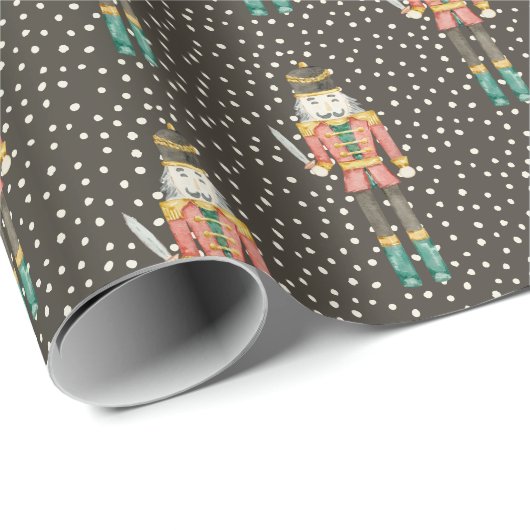 Nutcracker Vintages Niedliches Weihnachtswackelpap Geschenkpapier (Rolleneckpunkt)