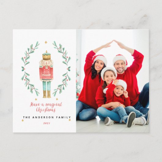 Nutcracker Wasserfarbe botanisch 1 Foto Weihnachte Postkarte (Vorderseite)