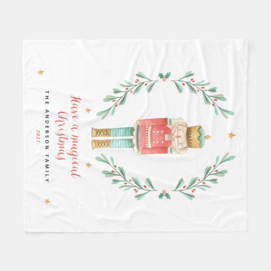 Nutcracker watercolor botanical cute fleecedecke (Vorderseite (Horizontal))