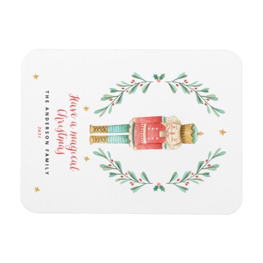 Nutcracker watercolor botanical cute magnet (Horizontal)