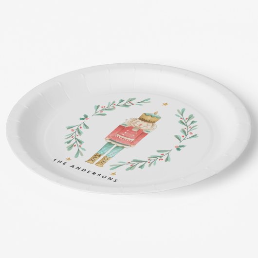 Nutcracker watercolor botanical cute pappteller (Schrägansicht)