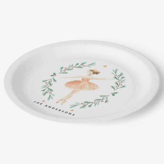 Nutcracker watercolor botanical cute pappteller (Schrägansicht)