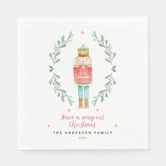 Nutcracker watercolor botanical cute serviette (Vorderseite)