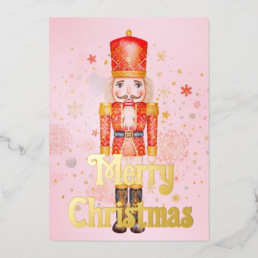 Nutcracker-Weihnachten Folien Feiertagskarte (Vorderseite)