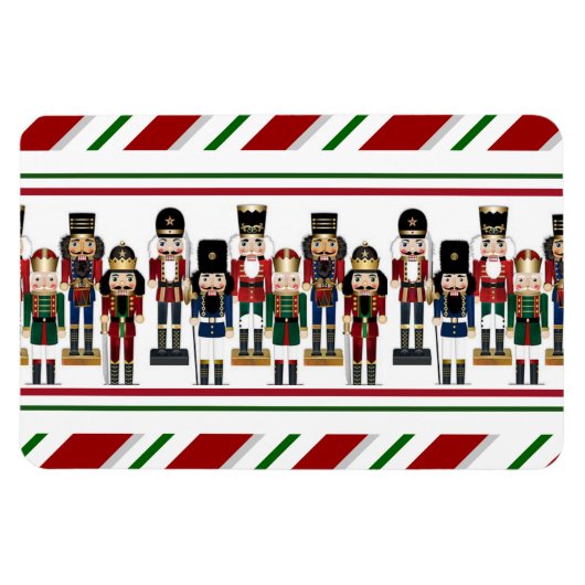 Nutcracker Weihnachten Rote grüne Streifen Tablett Magnet (Horizontal)