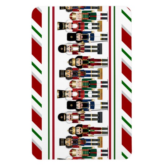 Nutcracker Weihnachten Rote grüne Streifen Tablett Magnet (Vertikal)