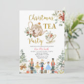 Nutcracker Weihnachts-Brautparty Tee-Party Einladung (Stehend Vorderseite)
