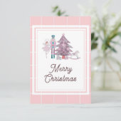 Nutcracker Weihnachts-Foto pink Danke-Karte Dankeskarte (Stehend Vorderseite)