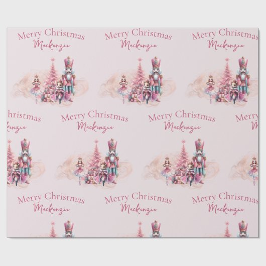 Nutcracker Weihnachts-Individuelle Name auf Soft P Geschenkpapier (Flach)