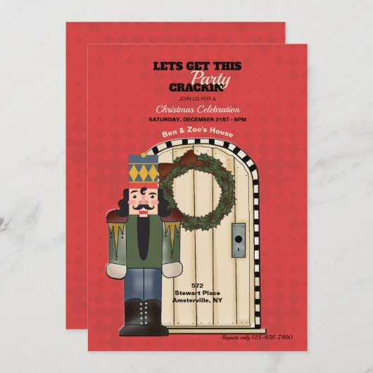 Nutcracker Weihnachts-Party Einladung (Vorne/Hinten)