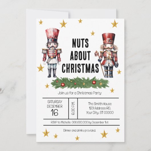 Nutcracker Weihnachts-Party Einladung (Vorderseite)
