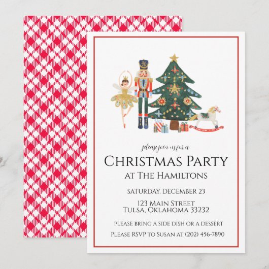 Nutcracker Weihnachts-Party Einladung (Vorne/Hinten)