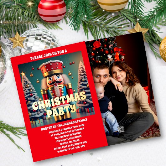 Nutcracker Weihnachts-Party-Foto Folieneinladung