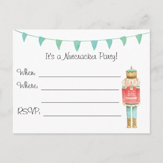 Nutcracker Weihnachts-Postkarteneinladung Einladungspostkarte (Vorderseite)