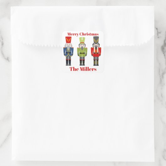 Nutcracker Weihnachtsadresse Classic Quadratischer Aufkleber (Tasche)