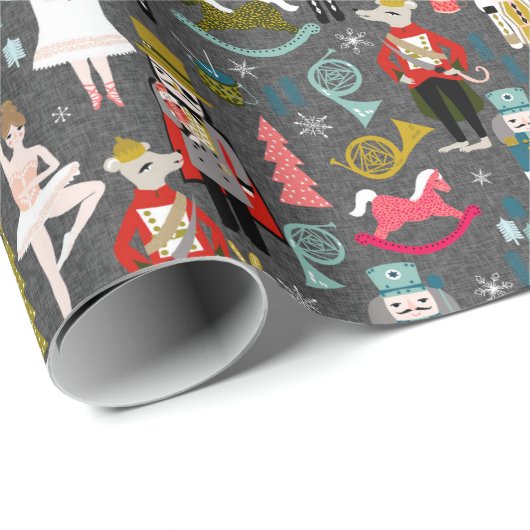 Nutcracker Weihnachtsballenzeichen - Kohle Geschenkpapier (Rolleneckpunkt)