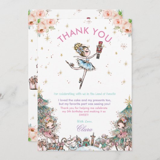 Nutcracker Weihnachtsballett Geburtstagsparty Dankeskarte (Vorne/Hinten)