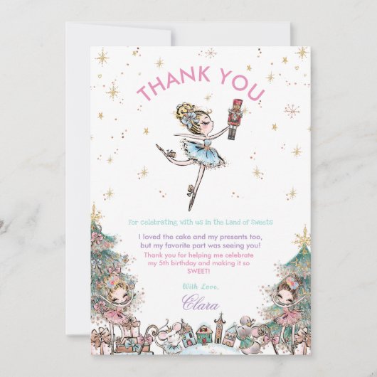 Nutcracker Weihnachtsballett Geburtstagsparty Dankeskarte (Vorderseite)