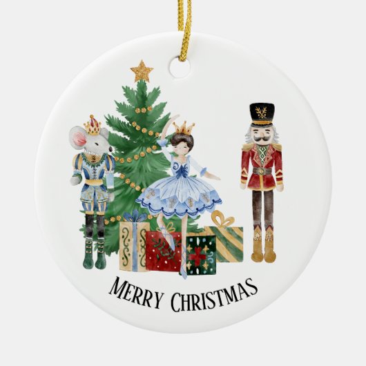 Nutcracker Weihnachtsbaum Keramik Ornament (Vorne)