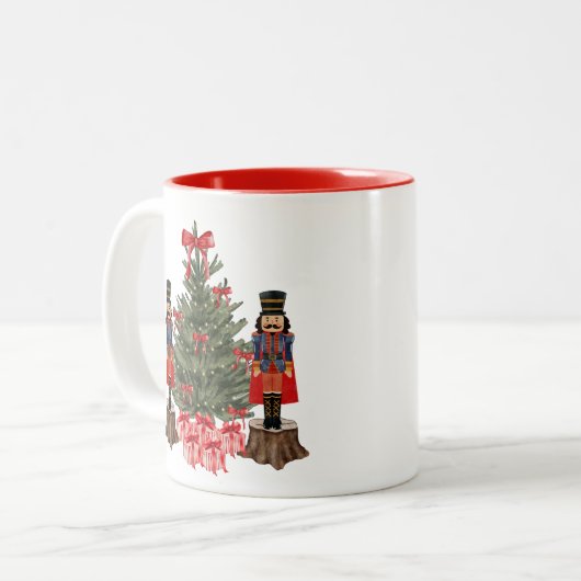 Nutcracker Weihnachtsbaum Red Bow Holiday Tasse (Vorderseite Links)